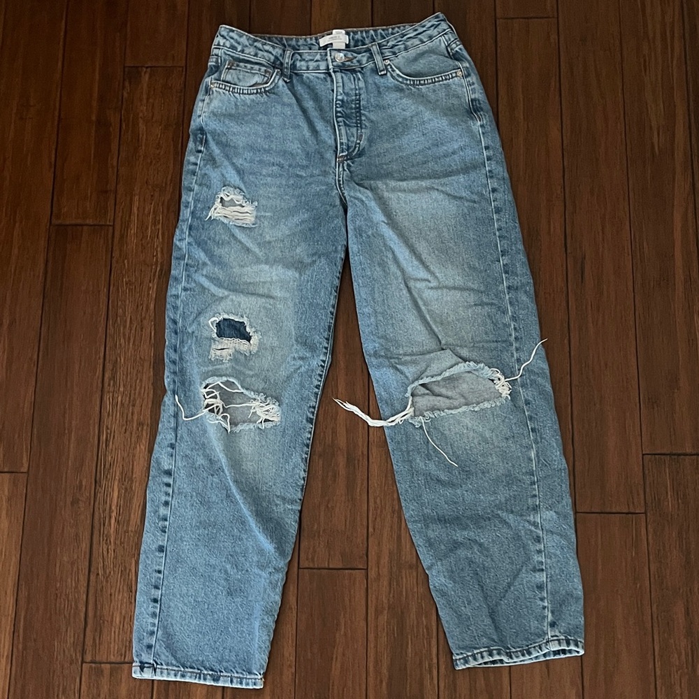 Light Blue Distressed Boyfriend Jeans